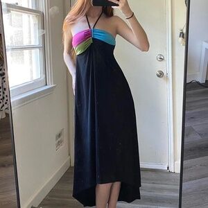 Y2K DEREK HEART COLORBLOCK MAXI DRESS